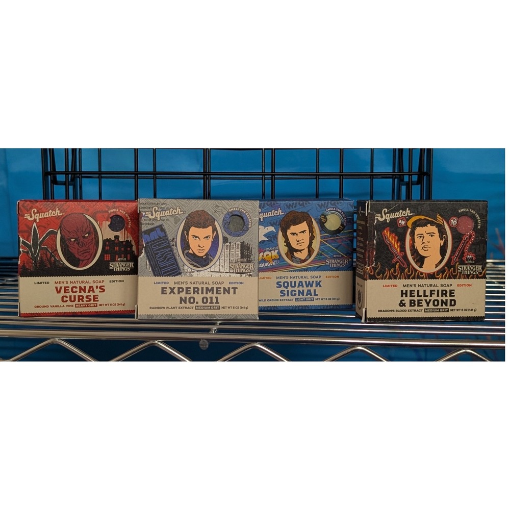 4pk Dr. Squatch Soap Set Mens 5oz NEW Stranger Things Limited Edition 4 bars
